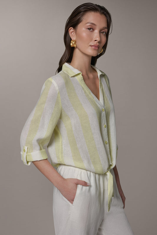 LONG SLEEVE TIE-FRONT BLOUSE