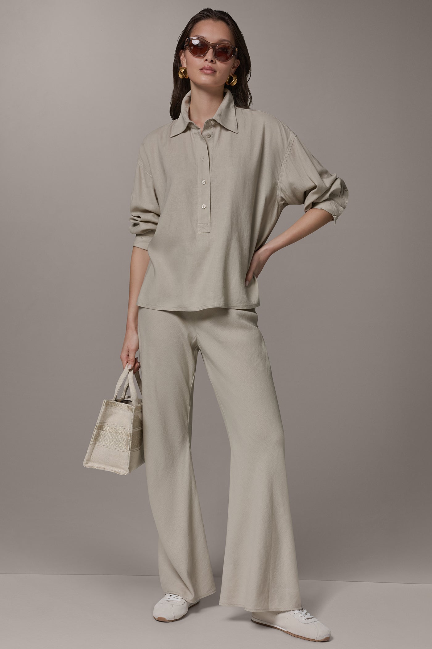 LONG SLEEVE HALF BUTTON BLOUSE