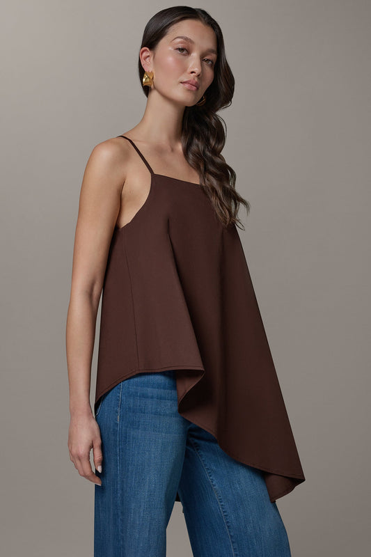 SLEEVELESS ASYMMETRIC TIE BACK BLOUSE
