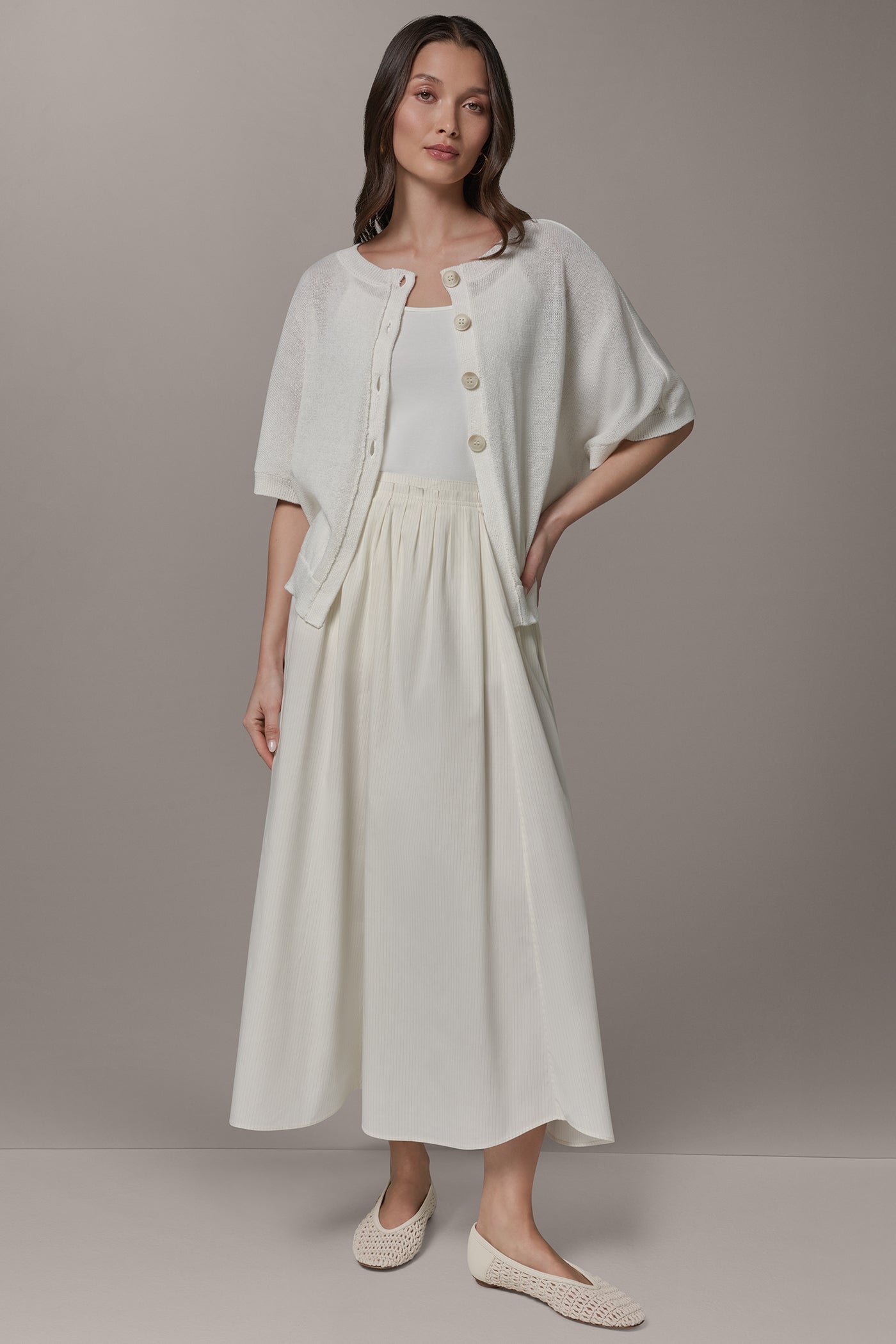 SHORT SLEEVE EASY CARDIGAN
