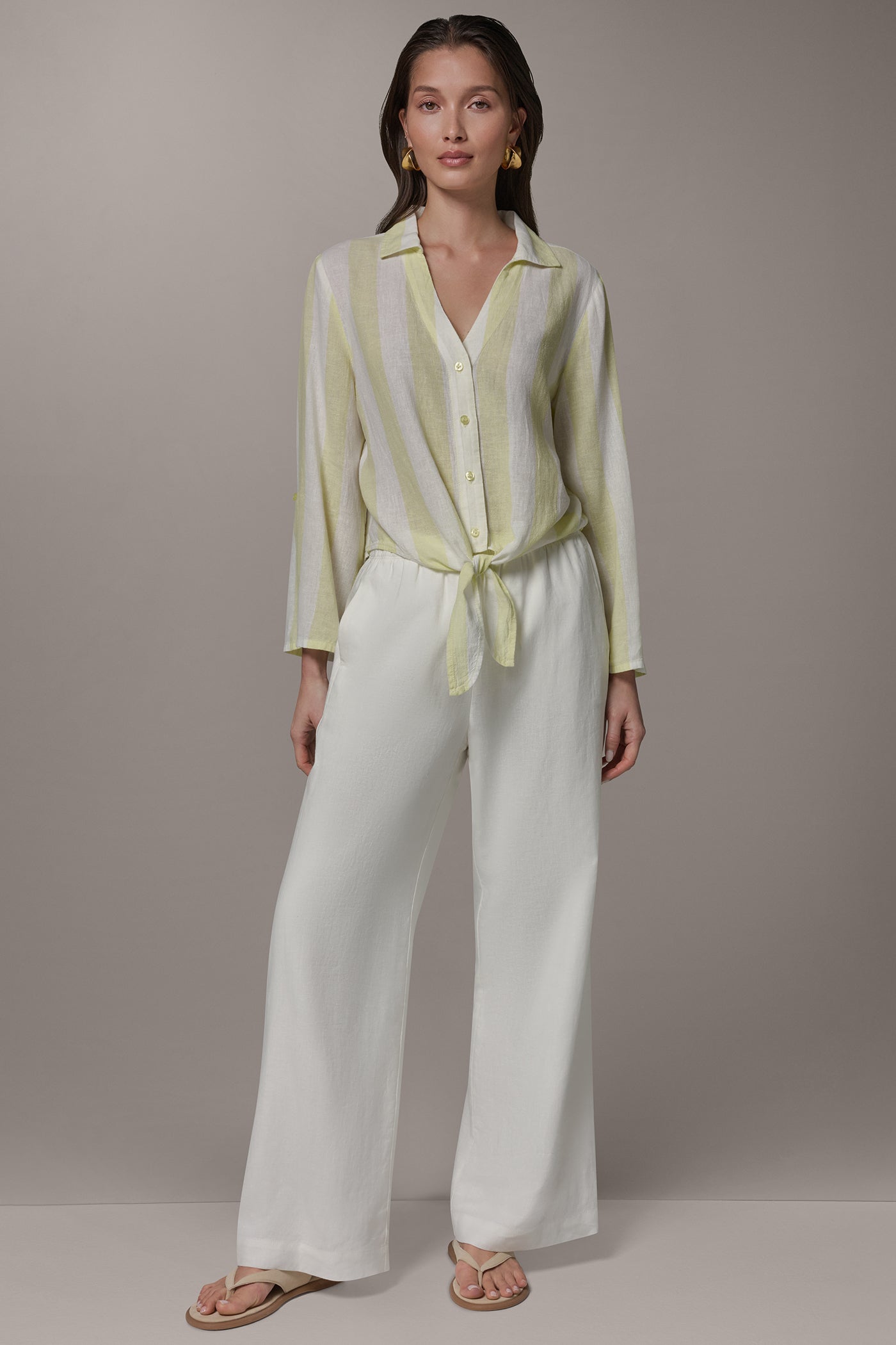 LONG SLEEVE TIE-FRONT BLOUSE