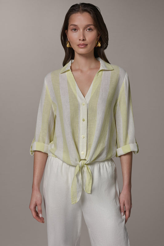 LONG SLEEVE TIE-FRONT BLOUSE