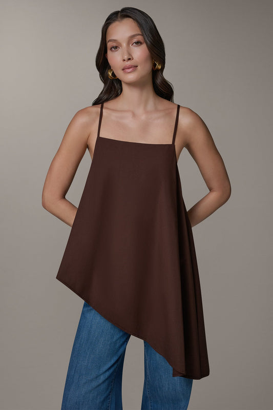 SLEEVELESS ASYMMETRIC TIE BACK BLOUSE