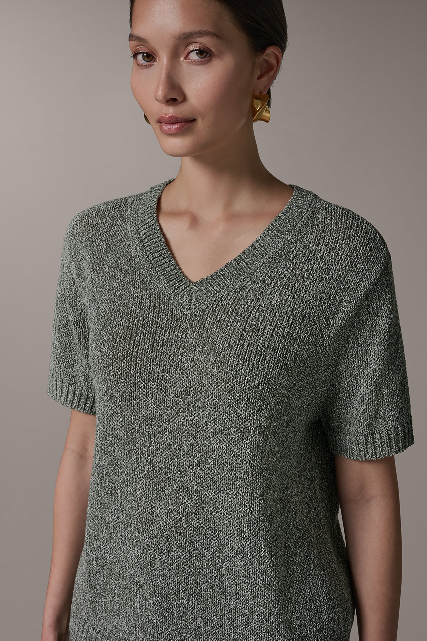 SHORT SLEEVE MÉLANGE EASY SWEATER