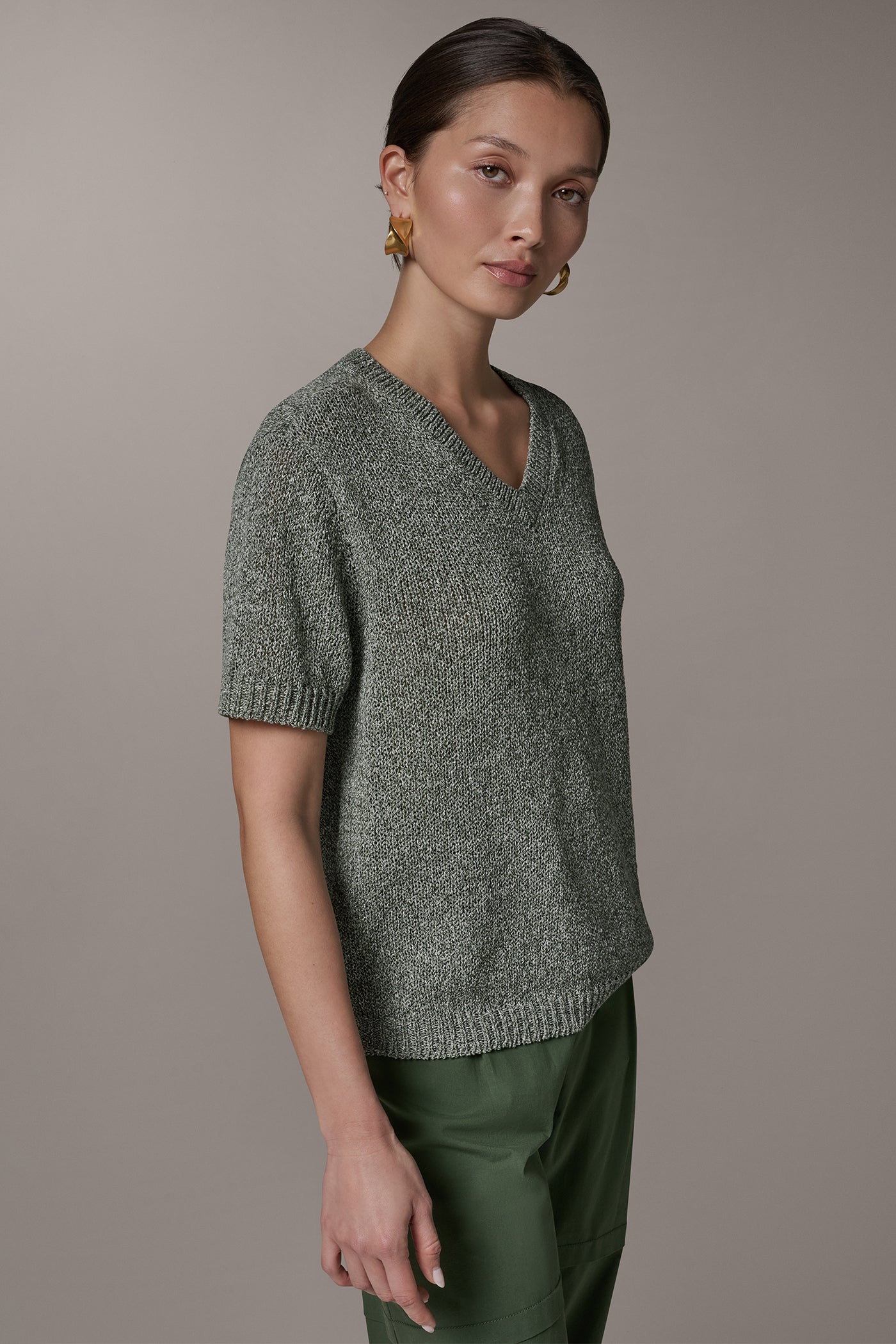 SHORT SLEEVE MÉLANGE EASY SWEATER