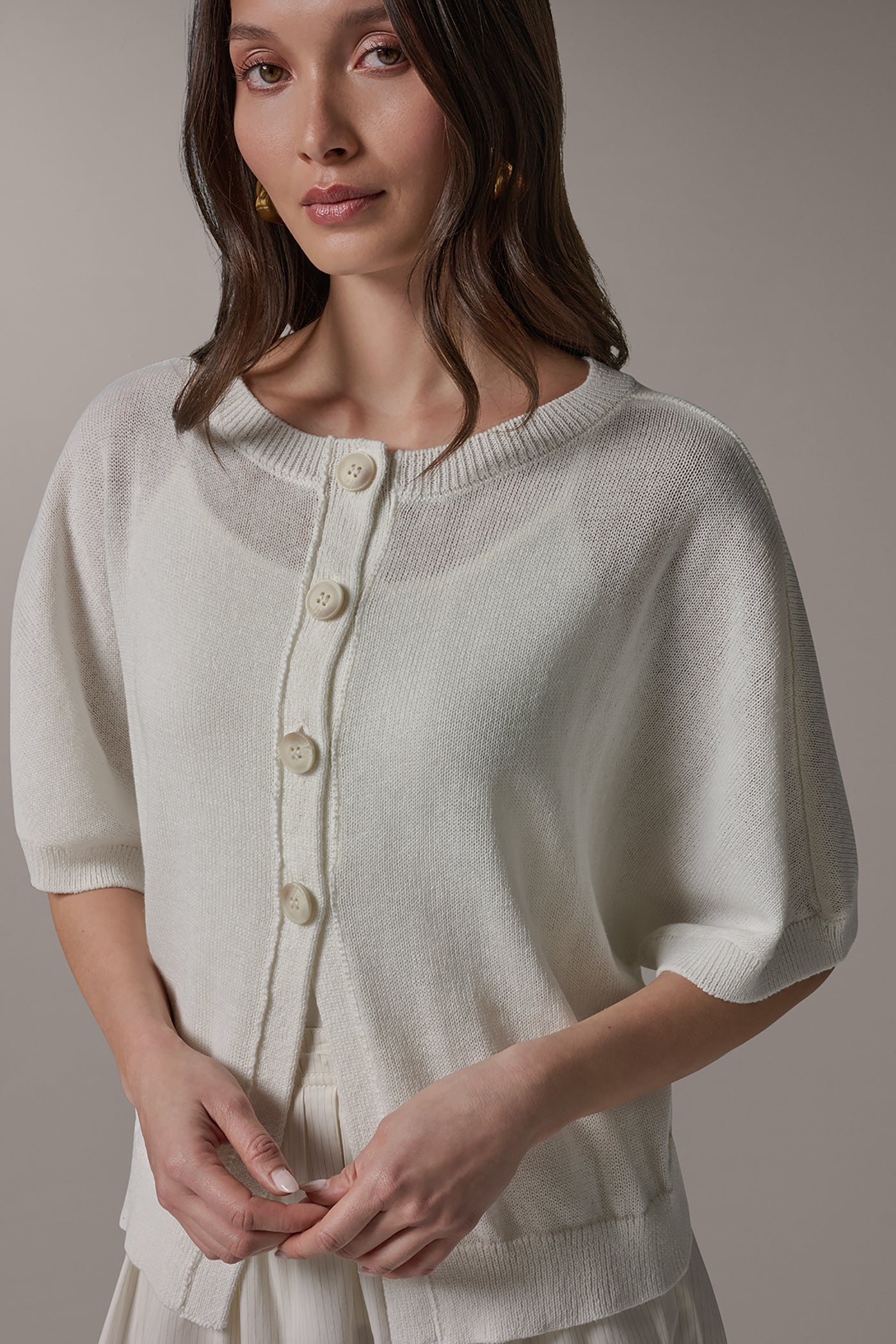 SHORT SLEEVE EASY CARDIGAN
