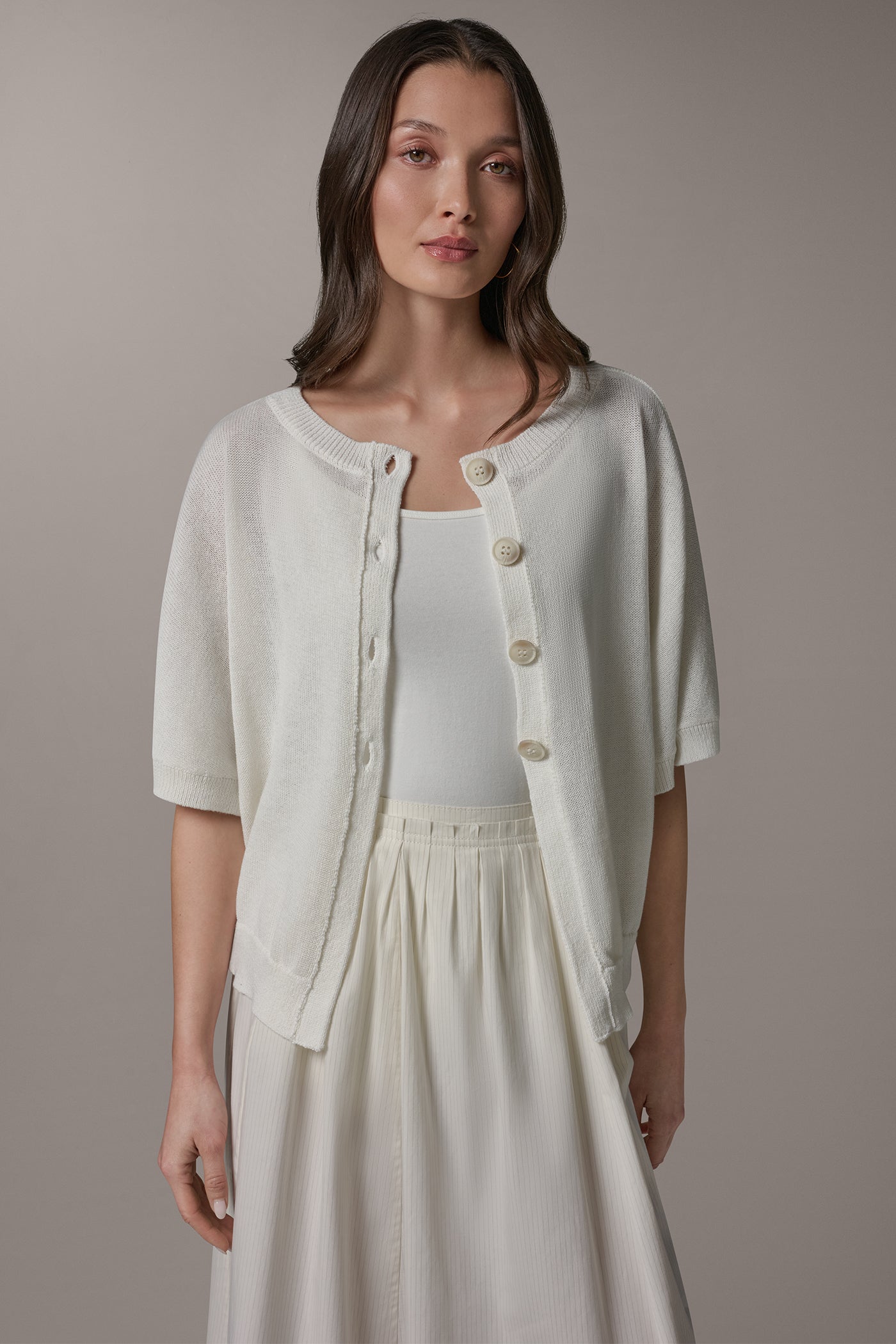 SHORT SLEEVE EASY CARDIGAN