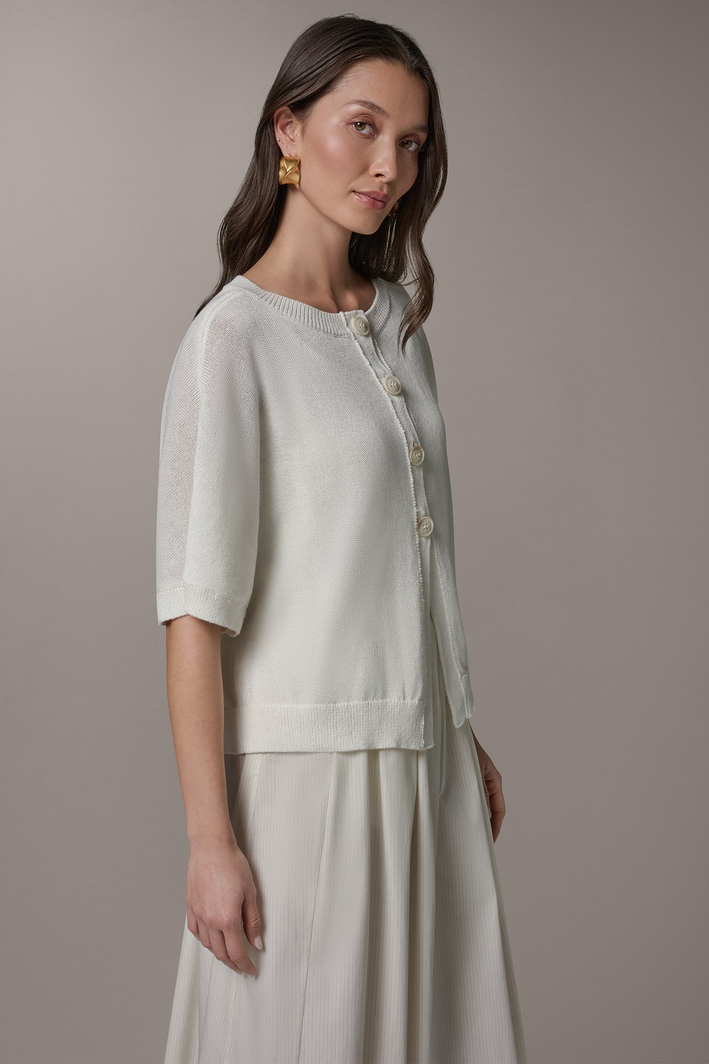 SHORT SLEEVE EASY CARDIGAN